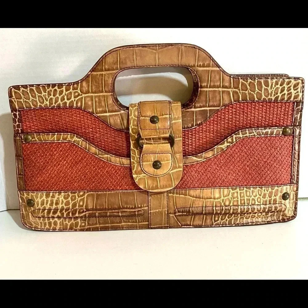 Tre vero print straw croc cellulose bag
